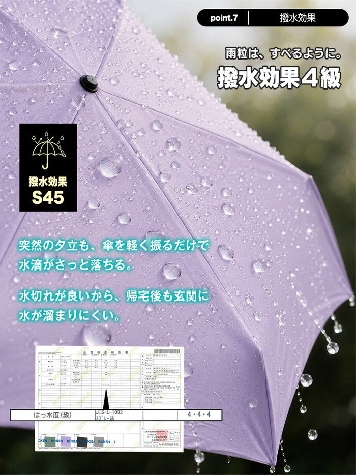 日傘 折りたたみ 完全遮光100% 晴雨兼用 軽量 レディース UPF50+ 遮熱 UVカット 折り畳み傘 コンパクト 紫外線対策 形状記憶 ワンタッチ収納 おしゃれ UPF50+・遮熱効果S45暑さ対策 icr-delico1の画像