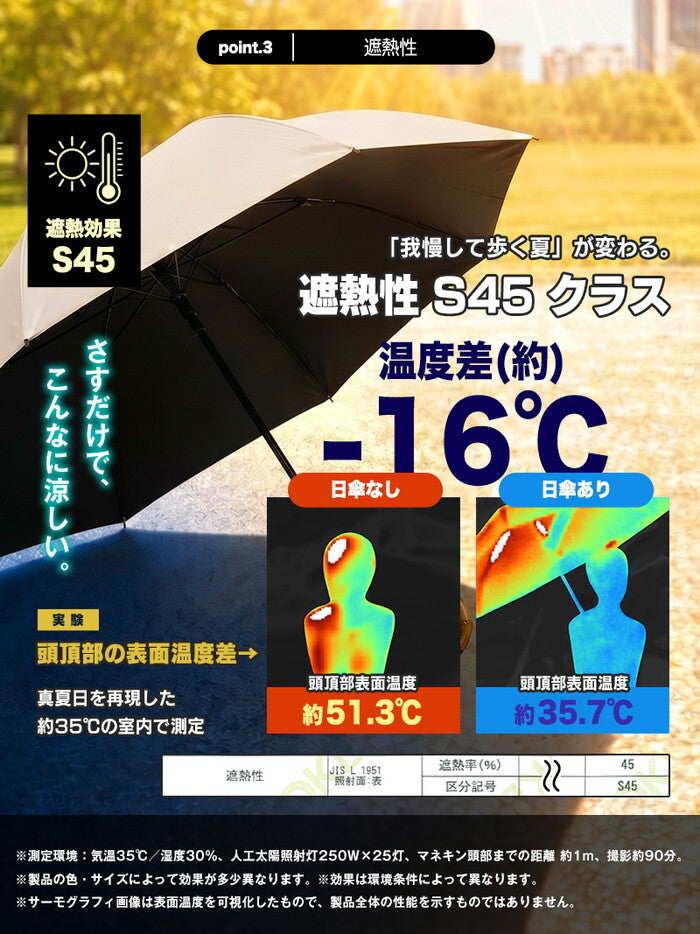 日傘 2WAY 折りたたみ 完全遮光100% 晴雨兼用 UVカット 遮熱 軽量 レディース 長傘 折り畳み傘 UPF50+ 紫外線対策 バンブー ハンドル きれいめ delico icr-delico2の画像