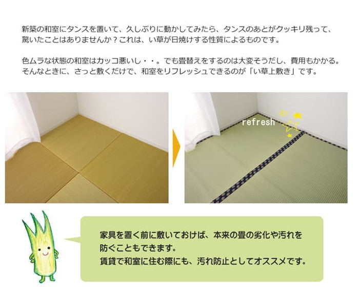 い草 上敷き い草上敷 はっ水 カーペット 無地 撥水 湖水 江戸間1畳 約88×176cm ihk-1020360012102の画像