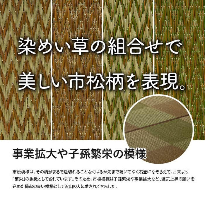 い草ラグ 花ござ カーペット ラグ 3畳 格子柄 市松柄 DXピーア 江戸間3畳 約174×261cm 裏:不織布 ブルー ブラウン グレー ihk-1030340040302の画像