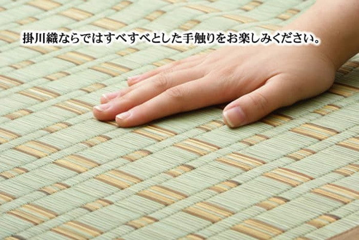 掛川織 い草カーペット 雲仙 本間2畳 約191×191cm ベージュ ブルー ihk-1030980021002の画像