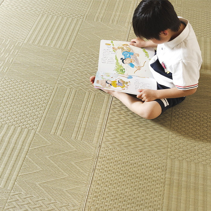 上敷き い草カーペット 市松模様 和室 約87×174cm 江戸間1畳 ihk-1031360010102の画像