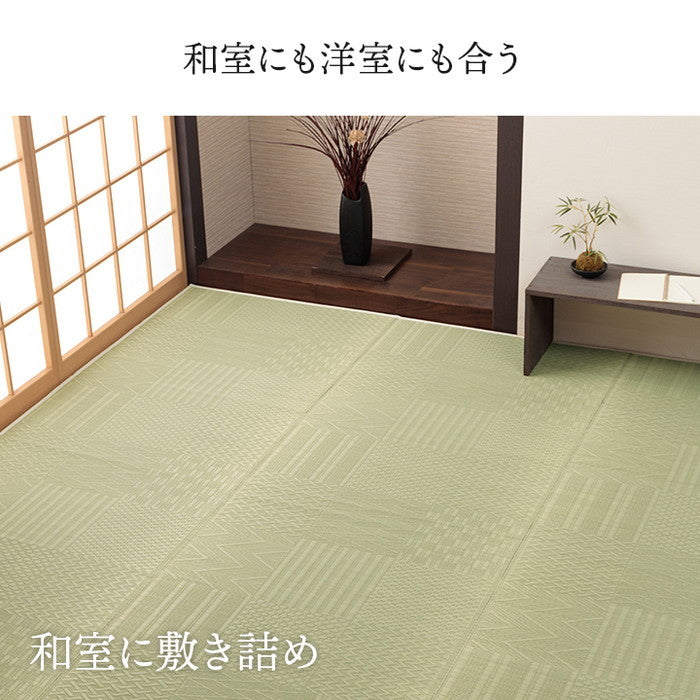 上敷き い草カーペット 市松模様 和室 約174×261cm 江戸間3畳 ihk-1031360010302の画像