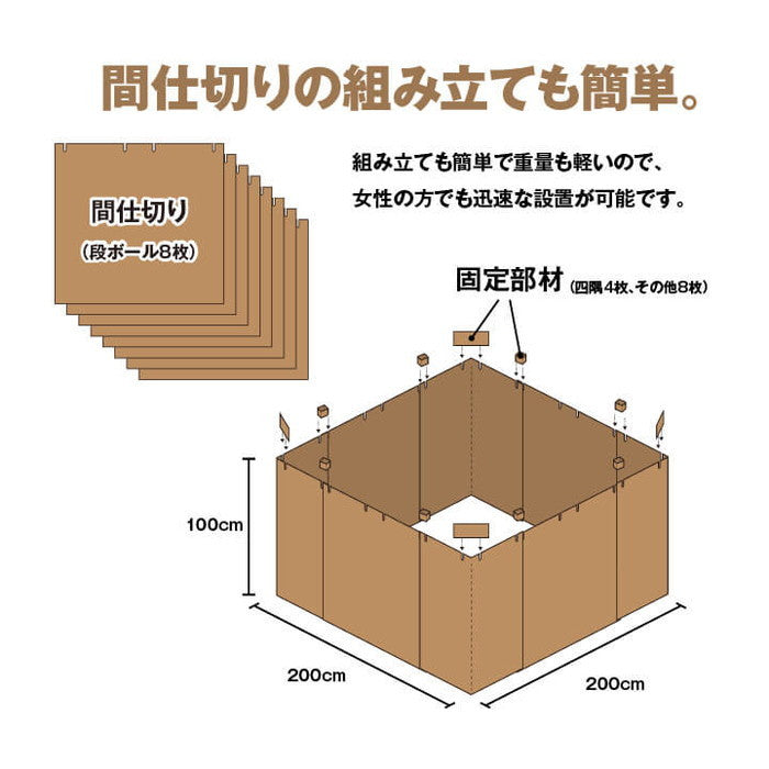 防災間仕切りセット 防災マット 簡易マット 畳マットレス 防災 避難 置き畳 軽量 コンパクト 収納 撥水 お手入れ簡単 汚れにくい 約200×200cm ihk-1040160011002