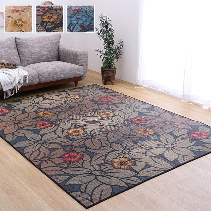 純国産 袋織 い草ラグカーペット ＤＸなでしこ 約191×250cm 裏:不織布 ベージュ ブラック ブルー ihk-1050070023904の画像