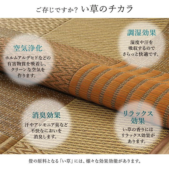 ラグ い草 国産 純国産 日本製 モダン 抗菌防臭 自然素材 パッチワーク 約191×250cm ベージュ ブルー ブラウン ihk-1050110023904の画像
