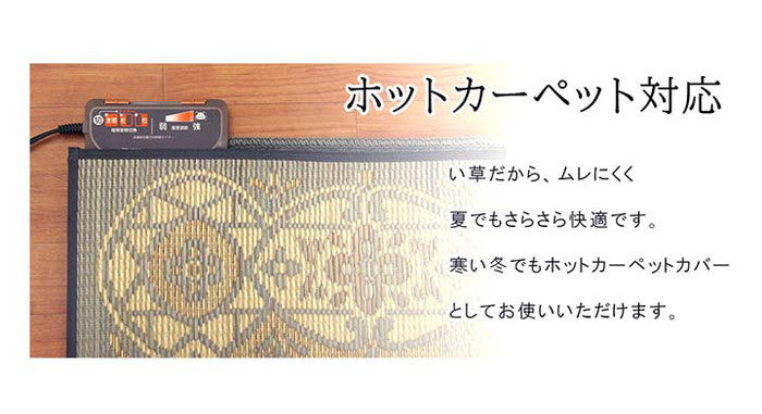 ラグ 長方形 夏用 ふっくら い草 サークル 191×250cm グレー ネイビー ihk-1050530133904の画像