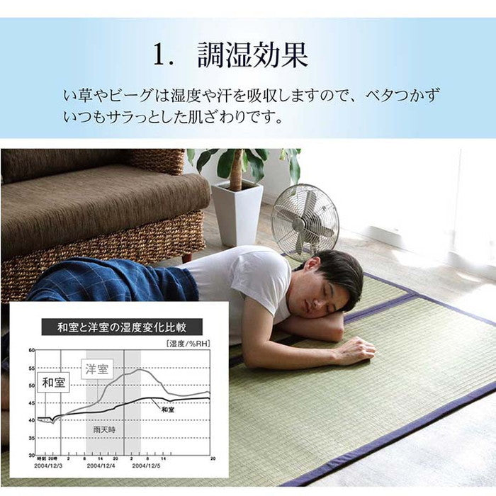 ラグ マット 長方形 い草 夏用 沖縄ビーグ 191×250cm カーキ ihk-1050681313904の画像