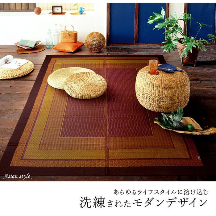 ラグ 国産 純国産 日本製 い草 モダン 抗菌防臭 自然素材 約176×230cm ベージュ ネイビー ワイン ihk-1050790023104の画像
