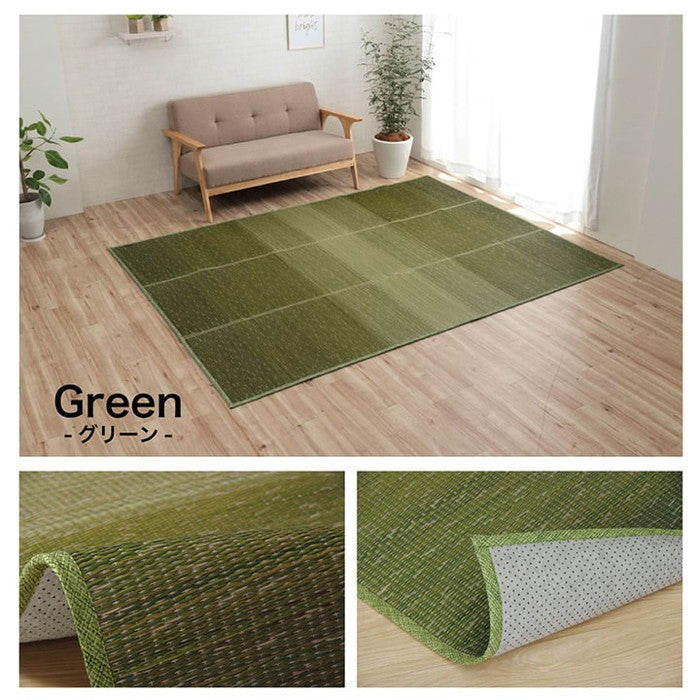 ラグ マット 小林製薬 持続性抗菌剤 KOBA-GUARD 制菌 抗菌防臭 滑り止め 不織布 夏 い草 グラデーション 約60×180cm ブルー ブラウン グリーン オレンジ ihk-1060470041206の画像