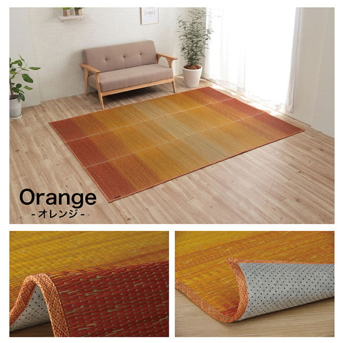 ラグ マット 小林製薬 持続性抗菌剤 KOBA-GUARD 制菌 抗菌防臭 滑り止め 不織布 夏 い草 グラデーション 約60×180cm ブルー ブラウン グリーン オレンジ ihk-1060470041206の画像