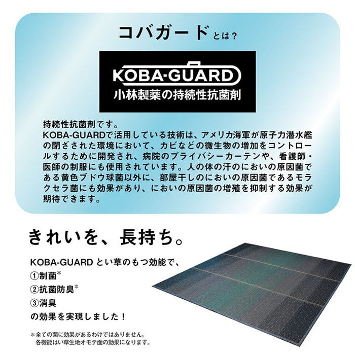 ラグ マット 小林製薬 持続性抗菌剤 KOBA-GUARD 制菌 抗菌防臭 滑り止め 不織布 夏 い草 グラデーション 約60×180cm ブルー ブラウン グリーン オレンジ ihk-1060470041206の画像