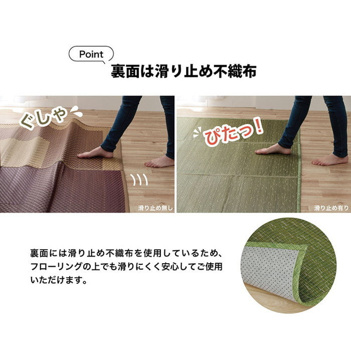 ラグ マット 小林製薬 持続性抗菌剤 KOBA-GUARD 制菌 抗菌防臭 滑り止め 不織布 夏 い草 グラデーション 約60×180cm ブルー ブラウン グリーン オレンジ ihk-1060470041206の画像