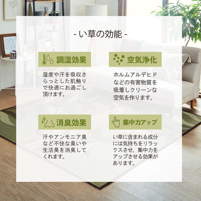 い草ラグ 消臭 カーペット 長方形 チェック 約191×300cm 裏:不織布 滑りにくい加工 チェックGN ihk-1061140124904の画像