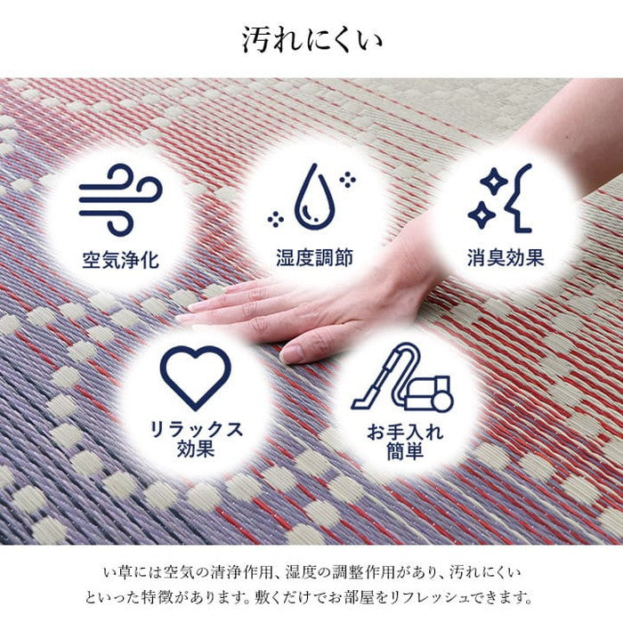 い草ラグ 和モダン柄 インテリア 節電 夏用 涼しい おしゃれ おすすめ 湿度調節 消臭効果 お手入れ簡単 約191×250cm オレンジ ihk-1061730204304の画像