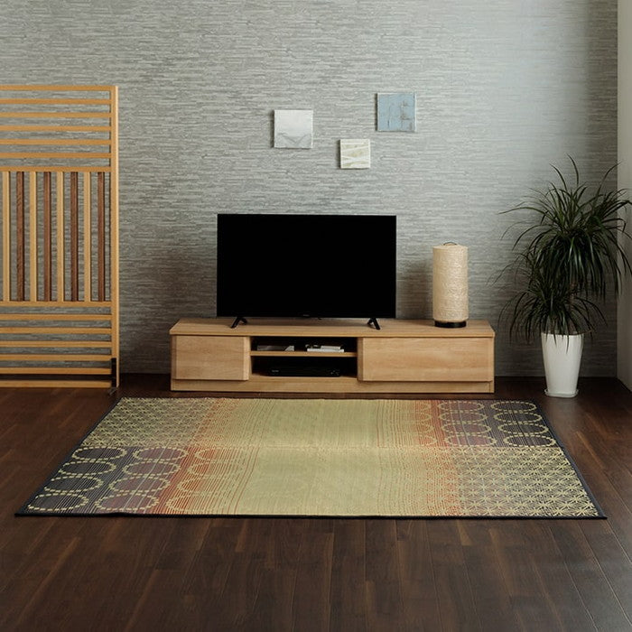 い草ラグ 和モダン柄 インテリア 節電 夏用 涼しい おしゃれ おすすめ 湿度調節 消臭効果 お手入れ簡単 約191×250cm オレンジ ihk-1061730204304の画像