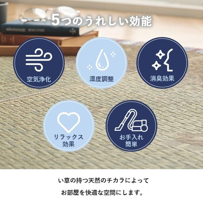 い草ラグ カーペット夏用 自然素材 節電 快適 インテリア ギャベル柄 シンプル おしゃれ おすすめ 湿度調節 消臭効果 お手入れ簡単 約180×240cm ブルー ブラウン ihk-1061930044104の画像