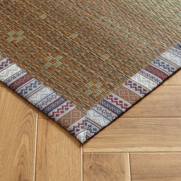 い草ラグ カーペット夏用 自然素材 節電 快適 インテリア ギャベル柄 シンプル おしゃれ おすすめ 湿度調節 消臭効果 お手入れ簡単 約180×240cm ブルー ブラウン ihk-1061930044104の画像