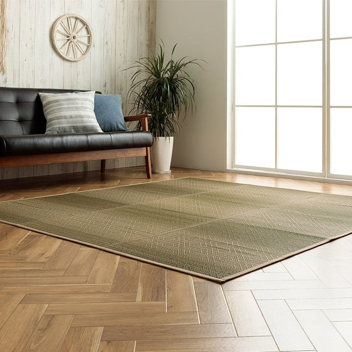 い草ラグ ダイヤ柄 インテリア 節電 夏用 涼しい おしゃれ おすすめ 湿度調節 消臭効果 お手入れ簡単 約180×240cm ブルー グリーン ihk-1061950044104の画像