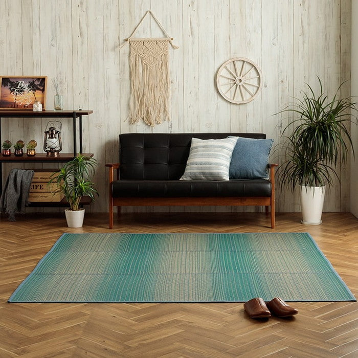 い草ラグ ダイヤ柄 インテリア 節電 夏用 涼しい おしゃれ おすすめ 湿度調節 消臭効果 お手入れ簡単 約180×240cm ブルー グリーン ihk-1061950044104の画像