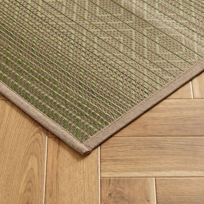 い草ラグ ダイヤ柄 インテリア 節電 夏用 涼しい おしゃれ おすすめ 湿度調節 消臭効果 お手入れ簡単 約180×240cm ブルー グリーン ihk-1061950044104の画像