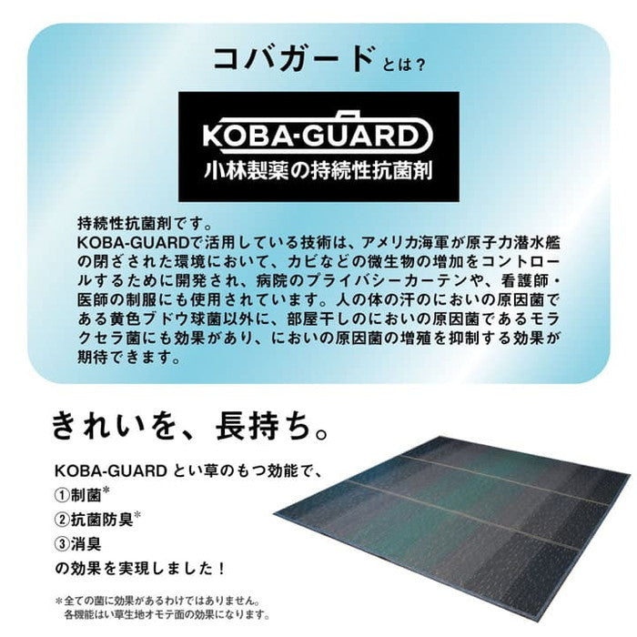 ラグ マット 小林製薬 持続性抗菌剤 KOBA-GUARD 制菌 抗菌防臭 滑り止め ウレタン 不織布 夏 い草 グラデーション 約60×180cm ブルー ブラウン グリーン オレンジ ihk-1070480041103の画像