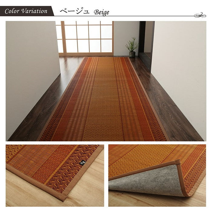 廊下 敷 敷き 国産 純国産 日本製 い草 抗菌防臭 モダン 自然素材 不織布 約80×240cm ベージュ ネイビー ワイン ihk-1080020026106の画像