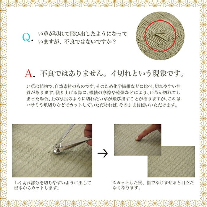 上敷き ゴザ 敷詰 カーペット い草 自然素材 日本製 国産 消臭 抗菌防臭 麻の葉 レトロ 和 江戸間6畳 約261×352cm ベージュ ihk-1080080020602の画像