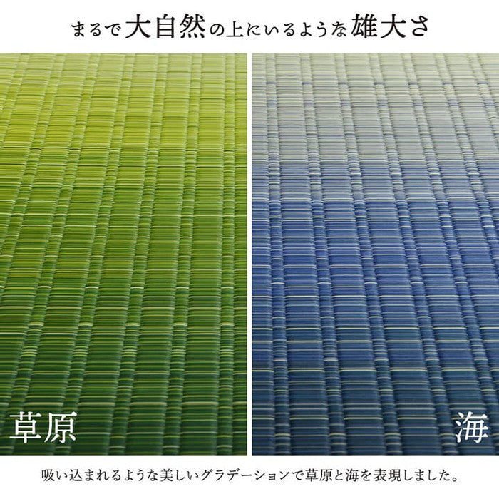 敷物 花ござ 国産 純国産 日本製 い草 掛川織 モダン 抗菌防臭 自然素材 江戸間1畳 約87×174cm 海 草原 ihk-1080330040102の画像