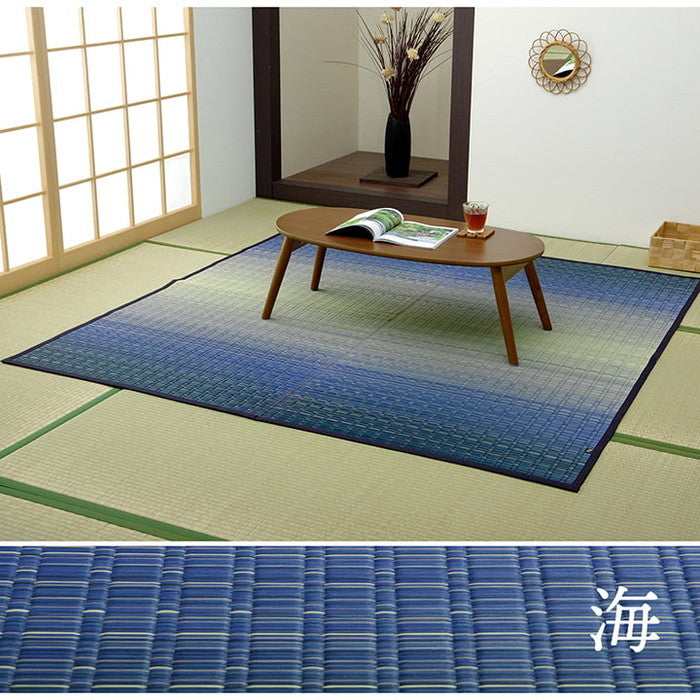 敷物 花ござ 国産 純国産 日本製 い草 掛川織 モダン 抗菌防臭 自然素材 江戸間1畳 約87×174cm 海 草原 ihk-1080330040102の画像