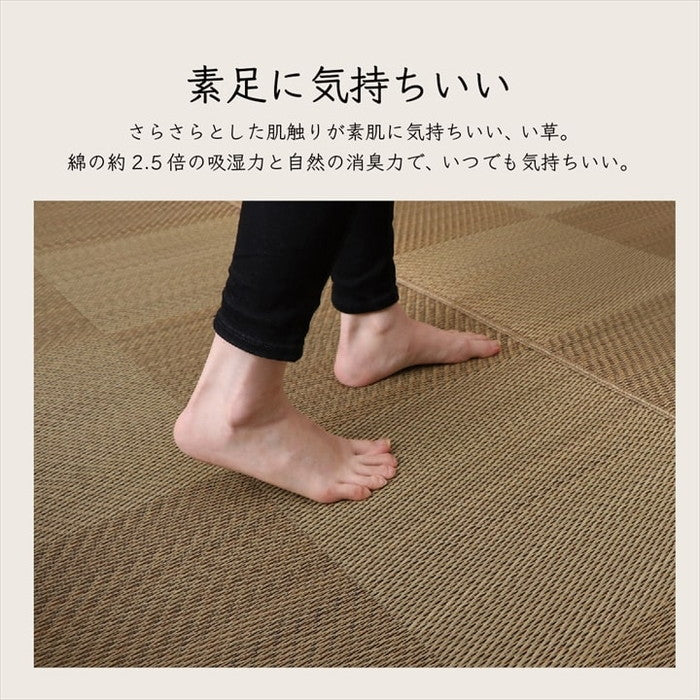 カーペット ござ 日本製 国産 敷詰 ラグ 敷物 ナチュラルスタイル い草 消臭 抗菌防臭 防炎 市松 江戸間3畳 約174×261cm ブラック ブラウン ihk-1080380030302の画像