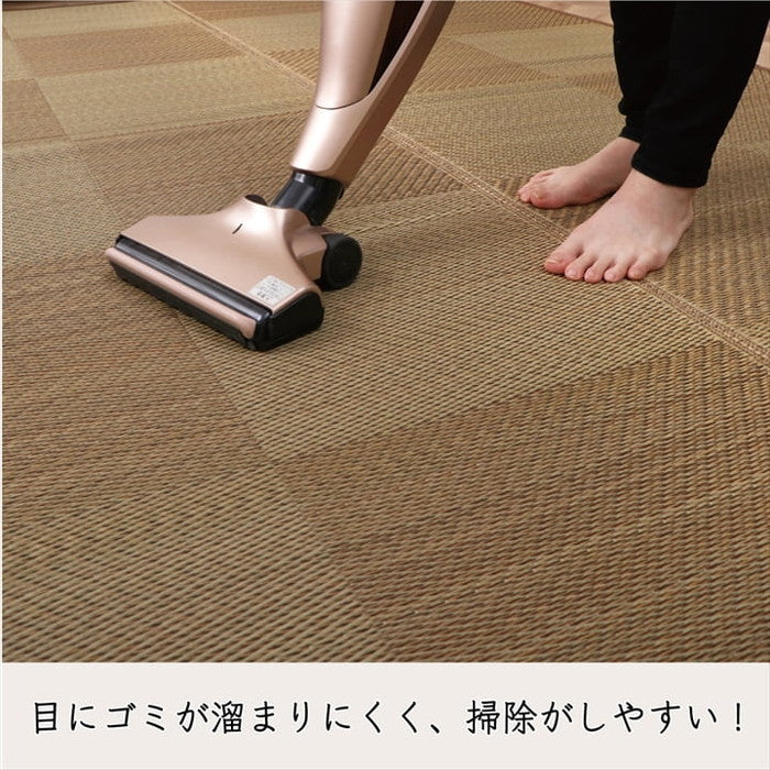 カーペット ござ 日本製 国産 敷詰 ラグ 敷物 ナチュラルスタイル い草 消臭 抗菌防臭 防炎 市松 江戸間6畳 約261×352cm ブラック ブラウン ihk-1080380030602の画像