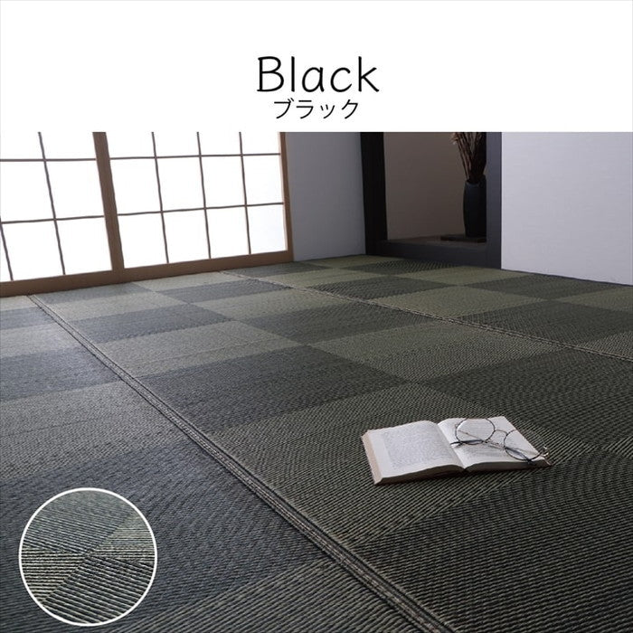 カーペット ござ 日本製 国産 敷詰 ラグ 敷物 ナチュラルスタイル い草 消臭 抗菌防臭 滑り止め 防炎 市松 江戸間6畳 約261×352cm ブラック ブラウン ihk-1080390030602の画像