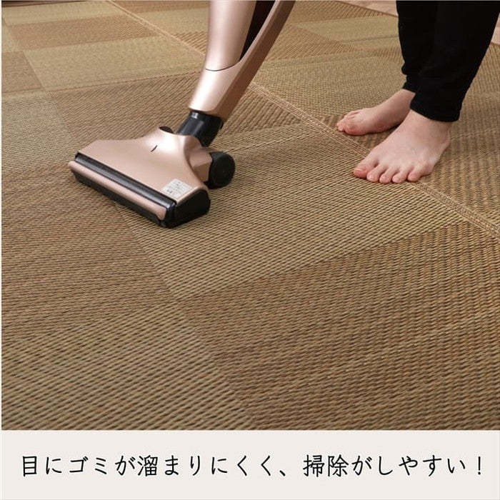 カーペット ござ 日本製 国産 敷詰 ラグ 敷物 ナチュラルスタイル い草 消臭 抗菌防臭 滑り止め 防炎 市松 江戸間6畳 約261×352cm ブラック ブラウン ihk-1080390030602の画像