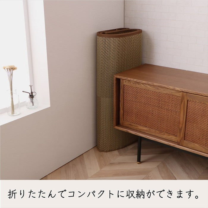 カーペット ござ 日本製 国産 敷詰 ラグ 敷物 ナチュラルスタイル い草 消臭 抗菌防臭 滑り止め 防炎 市松 江戸間6畳 約261×352cm ブラック ブラウン ihk-1080390030602の画像