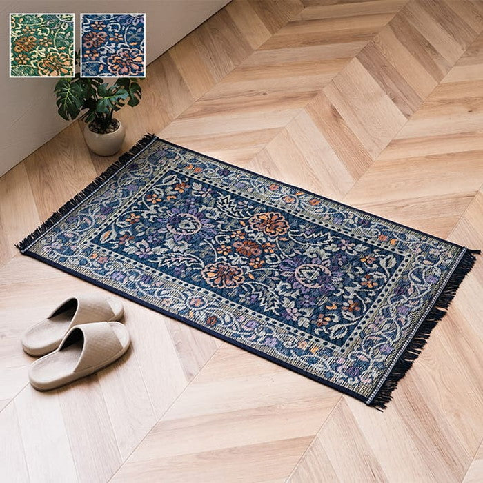 玄関 マット 室内 おしゃれ 日本製 国産 い草 自然素材 エレガント 約70×120cm ブルー グリーン ihk-1080420044704の画像