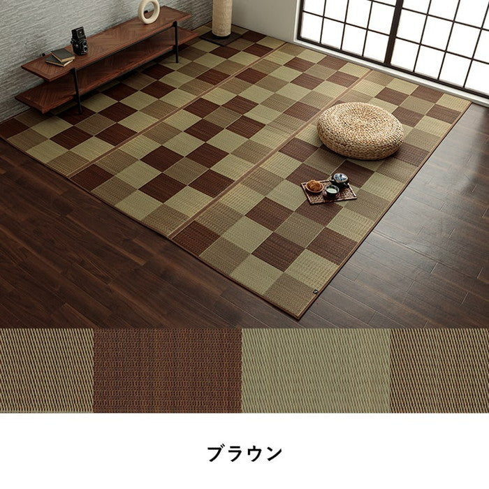 純国産 い草花ござカーペット ブロック 江戸間1畳 約87×174cm ブラウン グリーン グレー ローズ ピンク ihk-1080450060102の画像