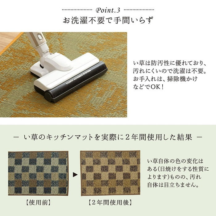キッチンマット い草 自然素材 国産 純国産 日本製 汚れにくい シミになりにくい ウレタン カジュアル フルーツ 約60×180cm キウイ レモン ihk-1080940125605の画像