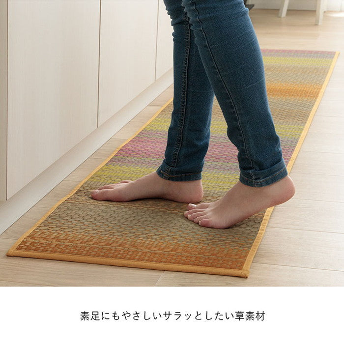 キッチンマット おしゃれ おすすめ インテリア ナチュラル シンプル い草 い草ラグ 抗菌防臭 カーペット かわいい 国産 日本製 滑り止め 約43×120cm グレー オレンジ ihk-1081880135005の画像