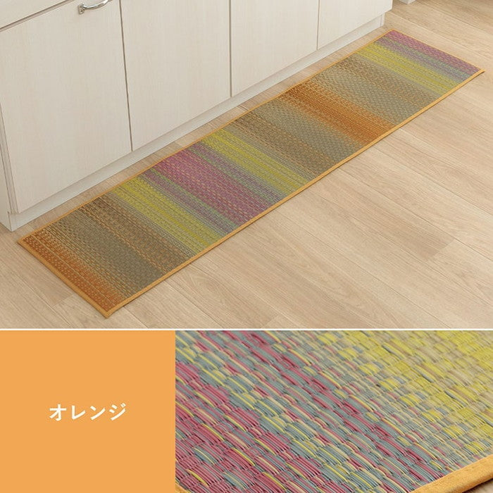 キッチンマット おしゃれ おすすめ インテリア ナチュラル シンプル い草 い草ラグ 抗菌防臭 カーペット かわいい 国産 日本製 滑り止め 約43×120cm グレー オレンジ ihk-1081880135005の画像