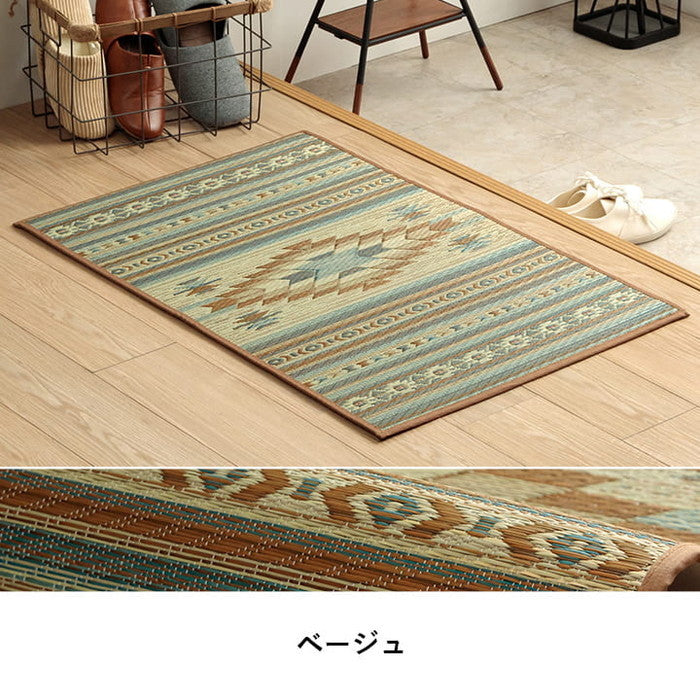 玄関マット 室内 おしゃれ マット い草ラグ 日本製 抗菌防臭 日本製 滑り止め ウレタン 新生活 ラグマット 北欧調 おすすめ 約70×120cm ベージュ ワイン ihk-1081990024704の画像