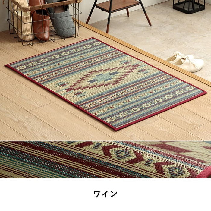 玄関マット 室内 おしゃれ マット い草ラグ 日本製 抗菌防臭 日本製 滑り止め ウレタン 新生活 ラグマット 北欧調 おすすめ 約70×120cm ベージュ ワイン ihk-1081990024704の画像