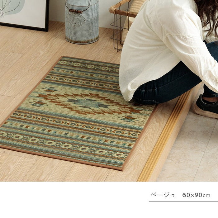 玄関マット 室内 おしゃれ マット い草ラグ 日本製 抗菌防臭 日本製 滑り止め ウレタン 新生活 ラグマット 北欧調 おすすめ 約70×120cm ベージュ ワイン ihk-1081990024704の画像