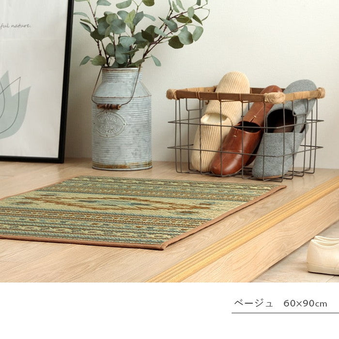 玄関マット 室内 おしゃれ マット い草ラグ 日本製 抗菌防臭 日本製 滑り止め ウレタン 新生活 ラグマット 北欧調 おすすめ 約70×120cm ベージュ ワイン ihk-1081990024704の画像