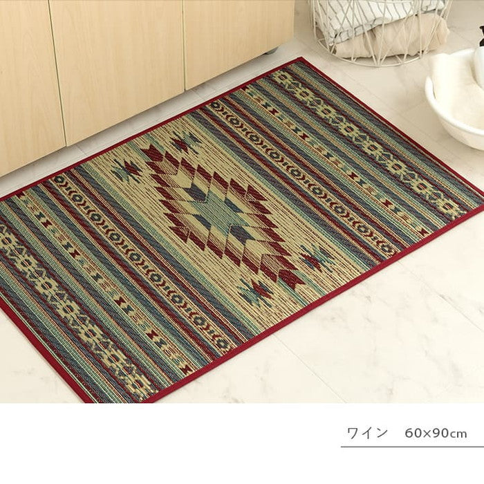 玄関マット 室内 おしゃれ マット い草ラグ 日本製 抗菌防臭 日本製 滑り止め ウレタン 新生活 ラグマット 北欧調 おすすめ 約70×120cm ベージュ ワイン ihk-1081990024704の画像