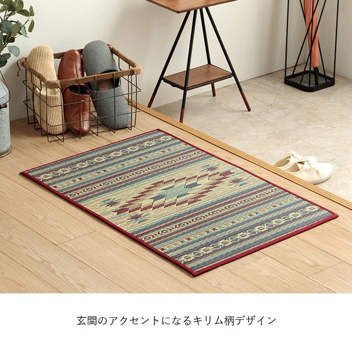 玄関マット 室内 おしゃれ マット い草ラグ 日本製 抗菌防臭 日本製 滑り止め ウレタン 新生活 ラグマット 北欧調 おすすめ 約70×120cm ベージュ ワイン ihk-1081990024704の画像