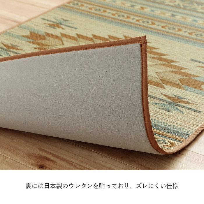 玄関マット 室内 おしゃれ マット い草ラグ 日本製 抗菌防臭 日本製 滑り止め ウレタン 新生活 ラグマット 北欧調 おすすめ 約70×120cm ベージュ ワイン ihk-1081990024704の画像