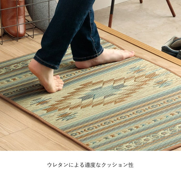 玄関マット 室内 おしゃれ マット い草ラグ 日本製 抗菌防臭 日本製 滑り止め ウレタン 新生活 ラグマット 北欧調 おすすめ 約70×120cm ベージュ ワイン ihk-1081990024704の画像