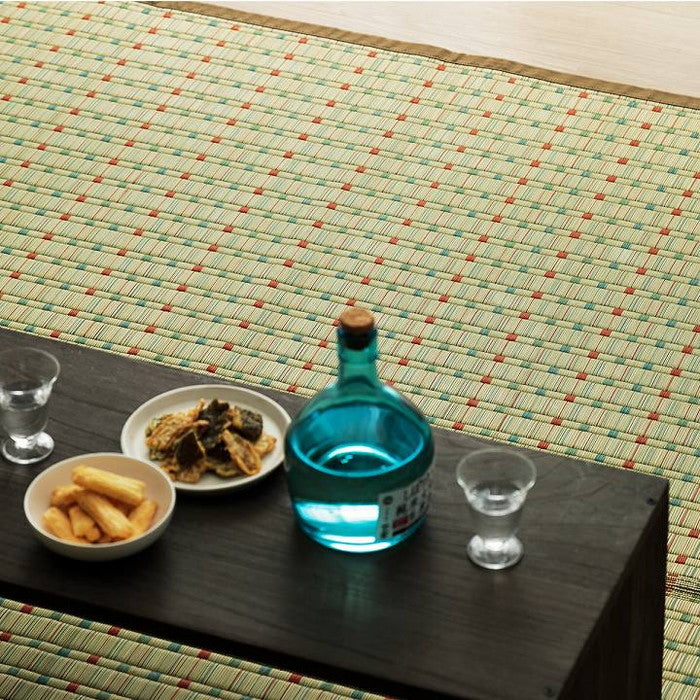 日本 い草 イグサ 自然素材 夏 年間 おすすめ カーペット ラグ 涼しいい 江戸間1畳 87×174cm ブルー ブルー ブラウン レッド ihk-1082090040102の画像