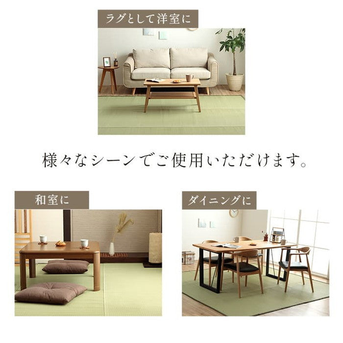 洗える ござ 日本製 国産 カーペット 丈夫 除菌スプレー対応 敷詰 ラグ 敷物 ペット 無地 江戸間3畳 約174×261cm ihk-1090040001002の画像